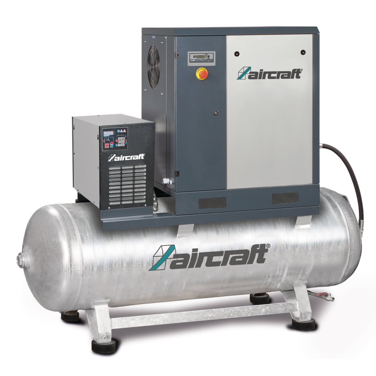 2092874_H Aircraft Schraubenkompressor mit Rippenbandriemenantrieb auf Behälter mit angebautem Kältetrockner A-PLUS 11-10-500 K – Bild 1