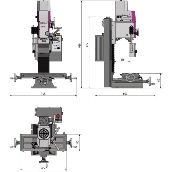 Optimum Bohr-Fräsmaschine OPTImill MH 22V – Bild 4