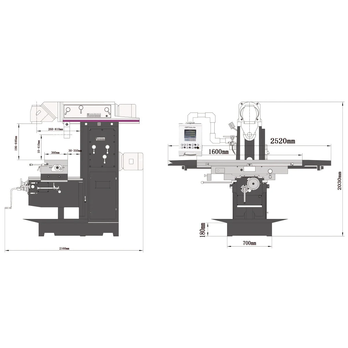 Optimum Universalfräsmaschine OPTImill MT 230S – Bild 4