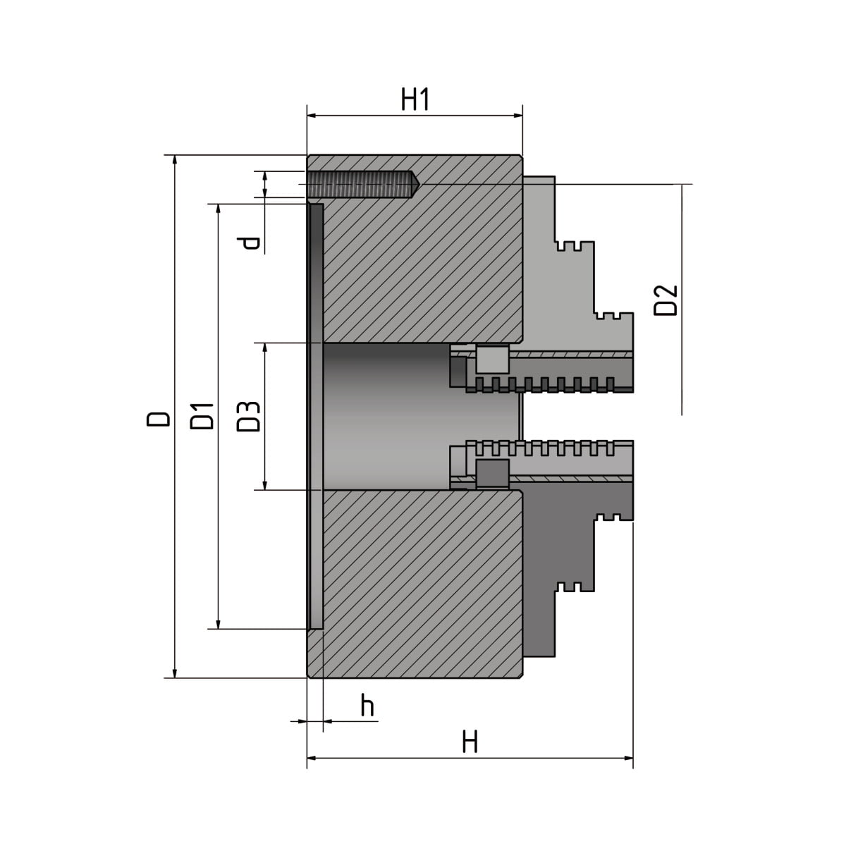 Dreibackenfutter_Vorlage zentrisch spannend_Ø 125 mm