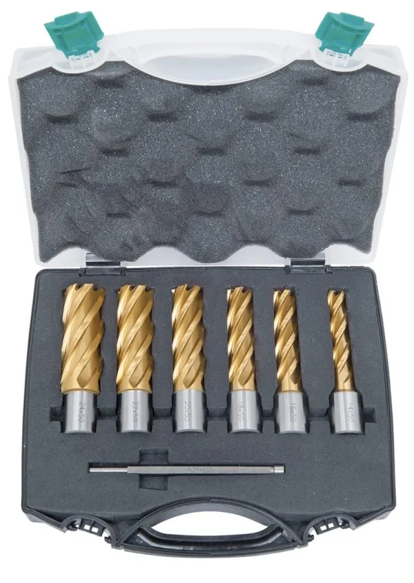 Bernardo HSS-Kernbohrer-Set CDL, TiN-beschichtet, 14 - 24 mm, Bohrtiefe 50 mm -1