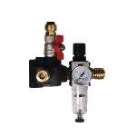 Aircraft Endverteilerdose mit zwei Einhandkupplungen, Absperrhahn und Filterdruckregler 12 bar 22 mm -1