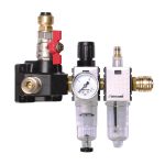 Aircraft Endverteilerdose mit zwei Einhandkupplungen, Absperrhahn und Filterdruckregler und Nebelöler 12 bar 15 mm -1