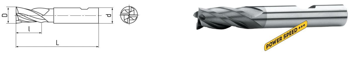 Elmag Schaftfräser DIN 6527L, AlTiN, 4 Zähne -3 Elmag Schaftfräser DIN 6527L, AlTiN, 4 Zähne -3