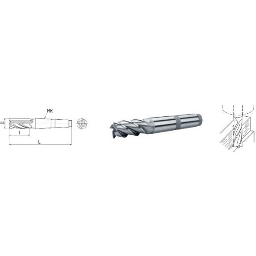 Elmag HSS Co5-Schaftfräser mit Morsekegel DIN 845 -1 Elmag HSS Co5-Schaftfräser mit Morsekegel DIN 845 -1