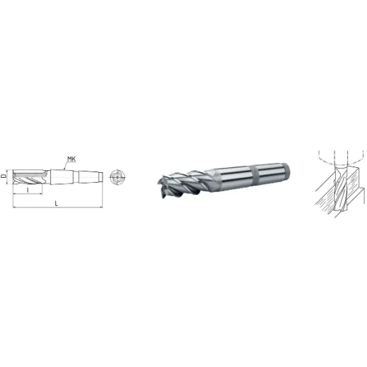 Elmag HSS Co5-Schaftfräser mit Morsekegel DIN 845 -1 Elmag HSS Co5-Schaftfräser mit Morsekegel DIN 845 -1