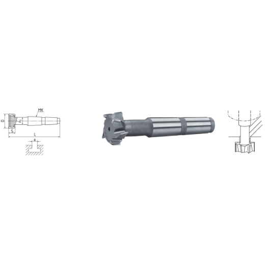 Elmag HSS T-Nutenfräser mit Morsekegel DIN 851 -1 Elmag HSS T-Nutenfräser mit Morsekegel DIN 851 -1