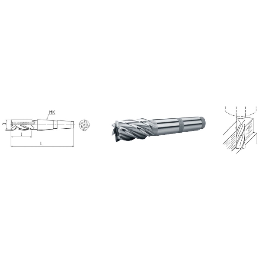 Elmag HSS Co5-Schaftfräser mit Morsekegel DIN 845 -1 Elmag HSS Co5-Schaftfräser mit Morsekegel DIN 845 -1