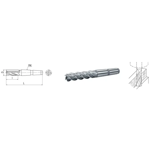 Elmag HSS Co5-Schaftfräser mit Morsekegel DIN 845 -1 Elmag HSS Co5-Schaftfräser mit Morsekegel DIN 845 -1