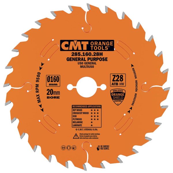 CMT Orange Industrielle Kreissägeblätter für Querschnitte, für Handkreissägen - D260x2,5 d30 Z60 HW -5°Neg -1