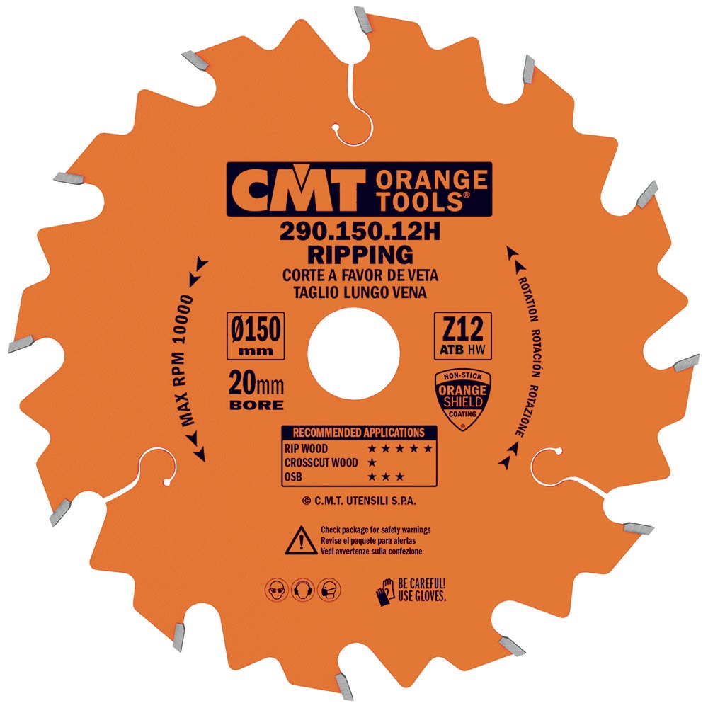 CMT Orange Sägeblatt für Längsschnitte - D180x30 Z12 HW-1 CMT Orange Sägeblatt für Längsschnitte - D180x30 Z12 HW -1