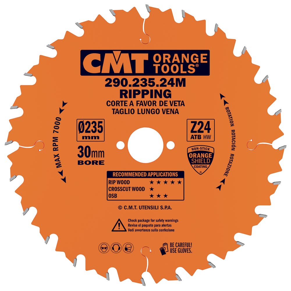 CMT Orange Sägeblatt für Längsschnitte - D235x30 Z24 HW-1 CMT Orange Sägeblatt für Längsschnitte - D235x30 Z24 HW -1