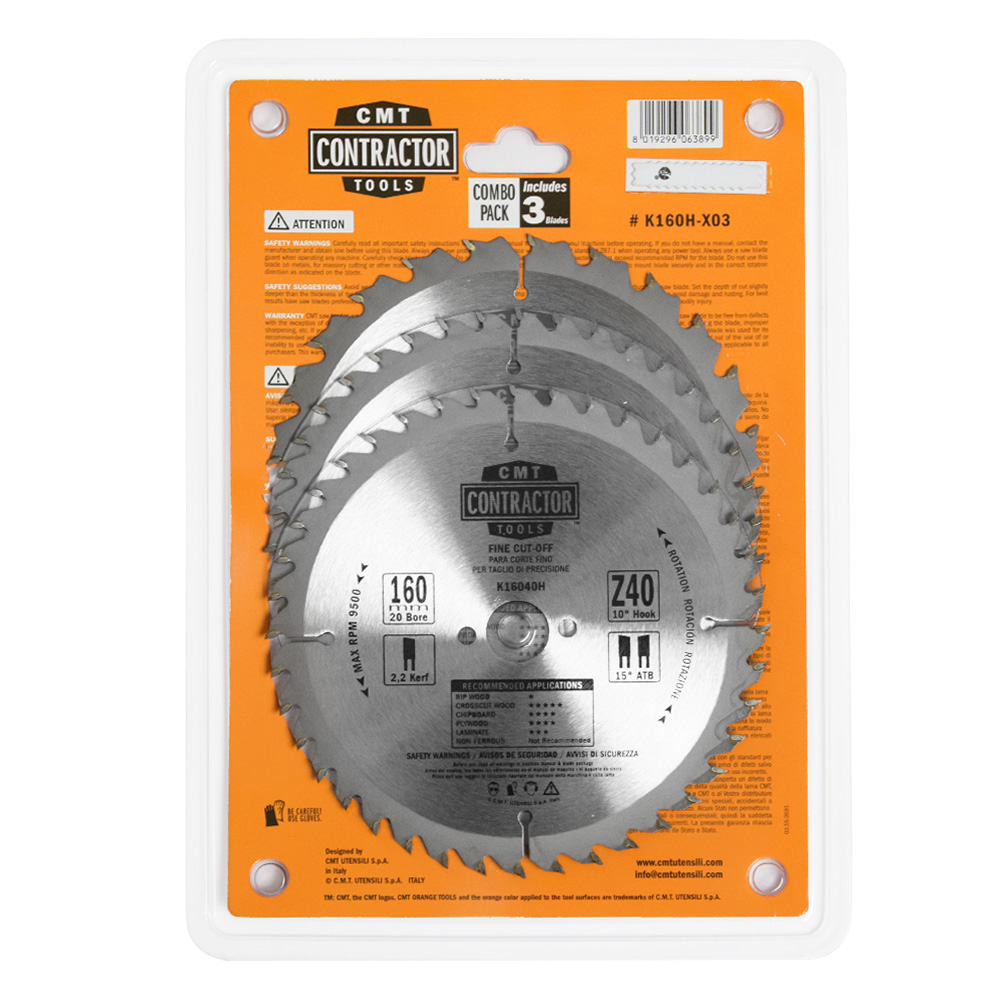 CMT Contractor Kreissägeblätter in Combo-pack - D160x2,2 d20 Z24+Z40 HW, 3 st.-1 CMT Contractor Kreissägeblätter in Combo-pack - D160x2,2 d20 Z24+Z40 HW, 3 st. -1