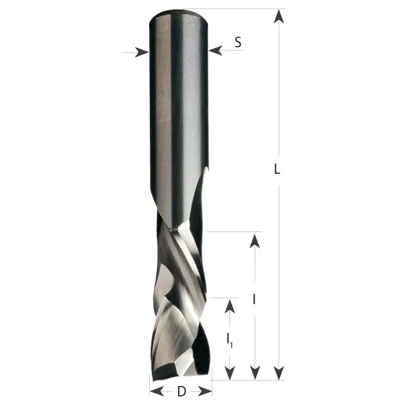 190 Spiralnutfräser mit positiv-negativer Spirale HWM - D10x42 L90 S=10 Z2+2 -2