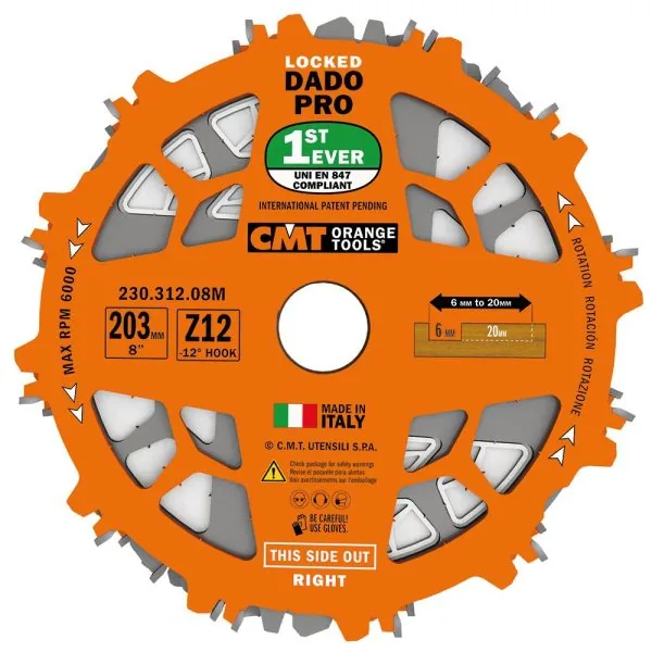 CMT Nutscheibe im Set DADO PRO - D203x6,2-20 d30 Z12 HW -1