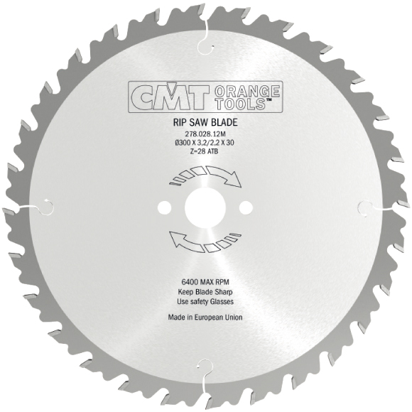 CMT Industrial Vielblatt-Kreissägeblatt mit Räumscheiden - D300x3,2 d30 Z28 HW -1