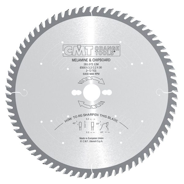 CMT XTreme Kreissägeblätter für Laminat und Spanholz, negativer Spanwinkel - D220x3,2 d30 Z63 HW -1