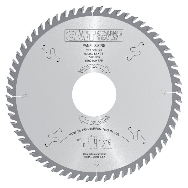 CMT Industrielle Kreissägeblätter für Druckbalkensägen - D350x4,4 d60 Z72 16° HW -1