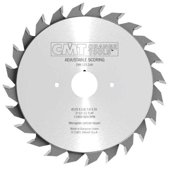 CMT Industrielle verstellbare Ritzkreissägeblätter - D125x2,8-3,6 d22 Z12+12 HW -1