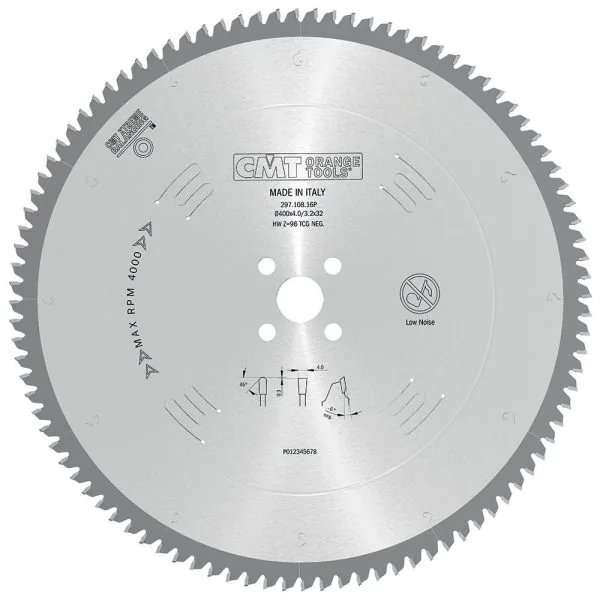 CMT Industrielle Kreissägeblätter für eisenfreies Material, Plastik und Laminat - D450x3,8 d30 Z120 HW Low Noise -1