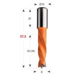 CMT 308 Dübelbohrer S10 L57,5 HW - D9,52x30 S=10x20 L57,5 RH -2