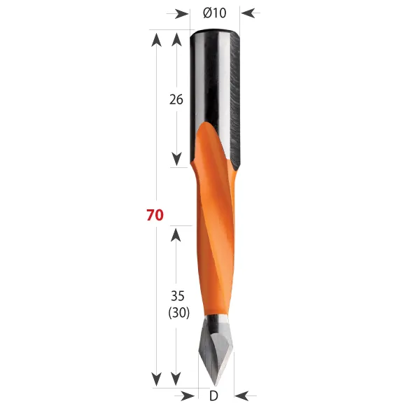 CMT 314 Dübelbohrer für Durchgangslöcher S10 L70 HW - D9x35 S=10x26 L70 LH -2