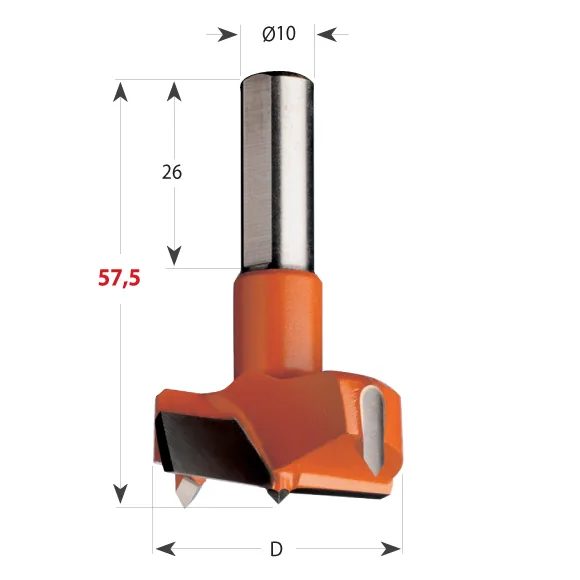 CMT 317 Beschlagbohrer S10 L57,5 HW - D14 S=10x26 L57,5 RH -2