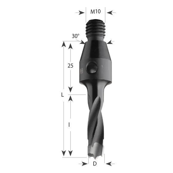 CMT Dübelbohrer S=M10, 30° HW - D5x50 LB75 LH -2