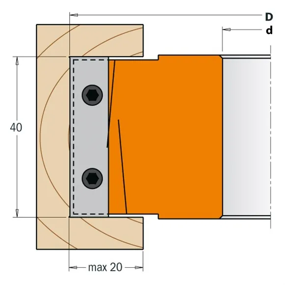 CMT Falz- und 40mm-Profile-Messerköpfe MAN - D118x40-50 d50 Z2+2 ALU -2