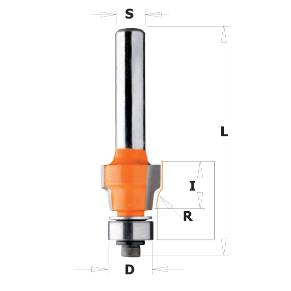 CMT C907 Bündigfräser für Laminat - R0,4 D12,7x9,5 S=8 HW -1