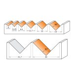 CMT C915B 90°-V-Nutfräser mit Kugellager - D16x12,7 90° S=8 HW -3