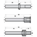 CMT C924 Aufnahmedorne für Schlitzfräser 822 - S=12, D=M8, L1=47 -1