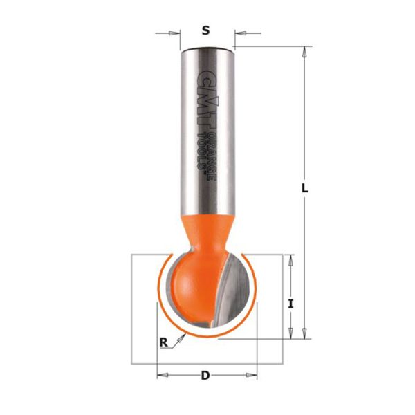CMT C968 Kugelfräser - R12,7 D25,4x23,5 L70 S=12 -1