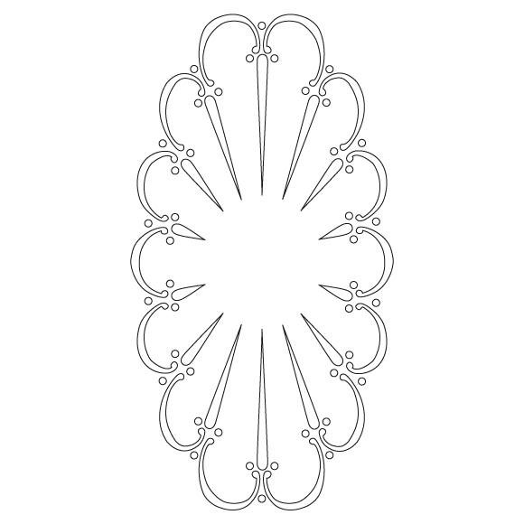 CMT Schnitzschablone für Ornamente an Küchentüren Spanischer Fächer 380x200 mm -1