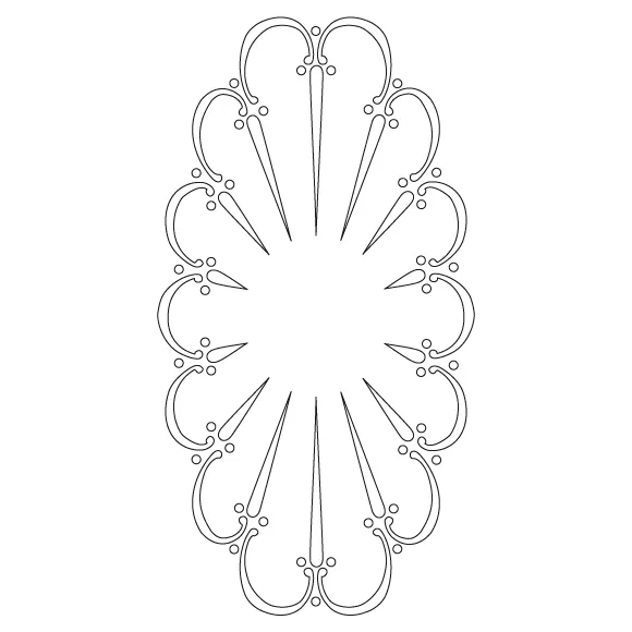 CMT Schnitzschablone für Ornamente an Küchentüren Spanischer Fächer 380x200 mm-1 CMT Schnitzschablone für Ornamente an Küchentüren Spanischer Fächer 380x200 mm -1