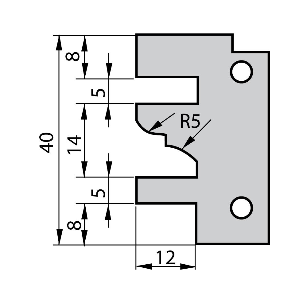 Profilmesser für 641 - Profil D, 40×26×2 mm-1 Profilmesser für 641 - Profil D, 40×26×2 mm -1