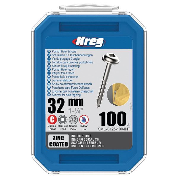 Kreg Verzinkt Maxi-Loc Pocket-Hole Schrauben - 32 mm, grobgewinde, 100 Stück -1