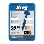Kreg Blue-Kote Maxi-Loc Pocket-Hole Schrauben - 32 mm, grobgewinde, 1200 Stück -1