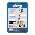 Kreg Verzinkt Maxi-Loc Pocket-Hole Schrauben - 38 mm, grobgewinde, 1200 Stück -1