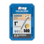 Kreg Verzinkt Flachkopf Pocket-Hole Schrauben - 25 mm, feingewinde, 500 Stück -1