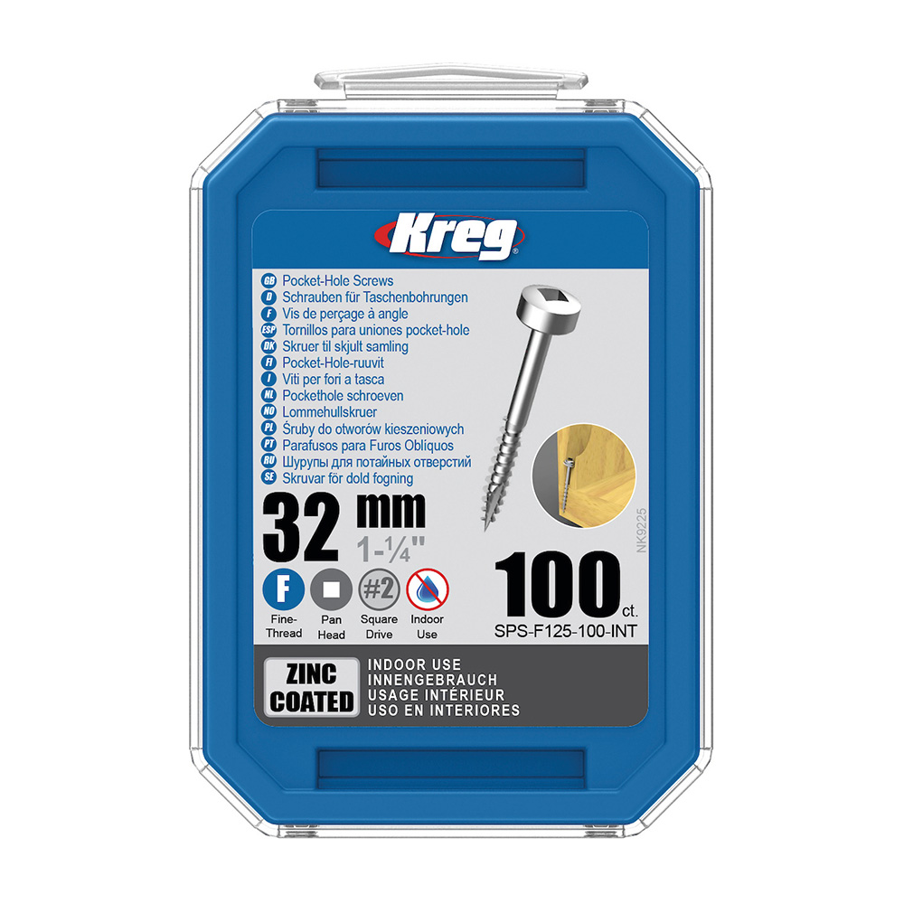 Kreg Verzinkt Flachkopf Pocket-Hole Schrauben - 32 mm, feingewinde, 100 Stück-1 Kreg Verzinkt Flachkopf Pocket-Hole Schrauben - 32 mm, feingewinde, 100 Stück -1