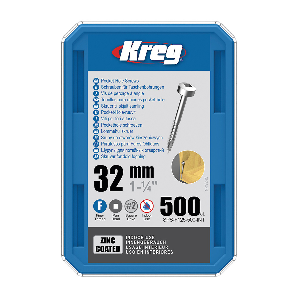 Kreg Verzinkt Flachkopf Pocket-Hole Schrauben - 32 mm, feingewinde, 500 Stück-1 Kreg Verzinkt Flachkopf Pocket-Hole Schrauben - 32 mm, feingewinde, 500 Stück -1