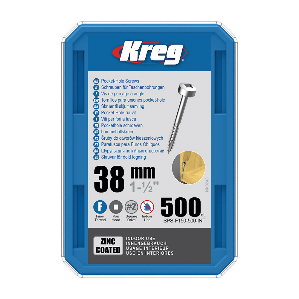 Kreg Verzinkt Flachkopf Pocket-Hole Schrauben - 38 mm, feingewinde, 500 Stück-1 Kreg Verzinkt Flachkopf Pocket-Hole Schrauben - 38 mm, feingewinde, 500 Stück -1