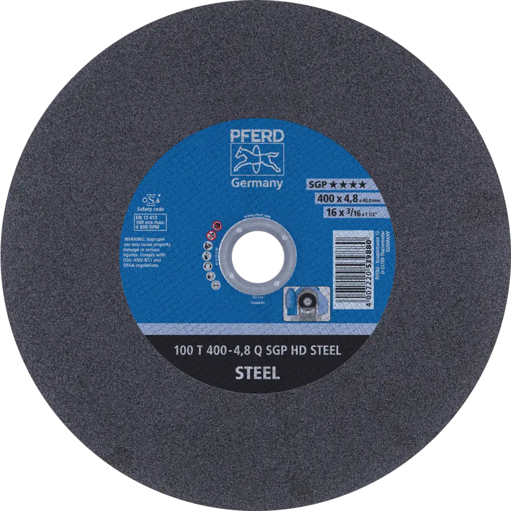 Pferd Tools PFERD TOOLS Stationäre Trennscheibe T 400x4,8x40mm "mittelhart" HD STEEL für Stahl 100m/s-1 Product picture Primär-Darstellung
