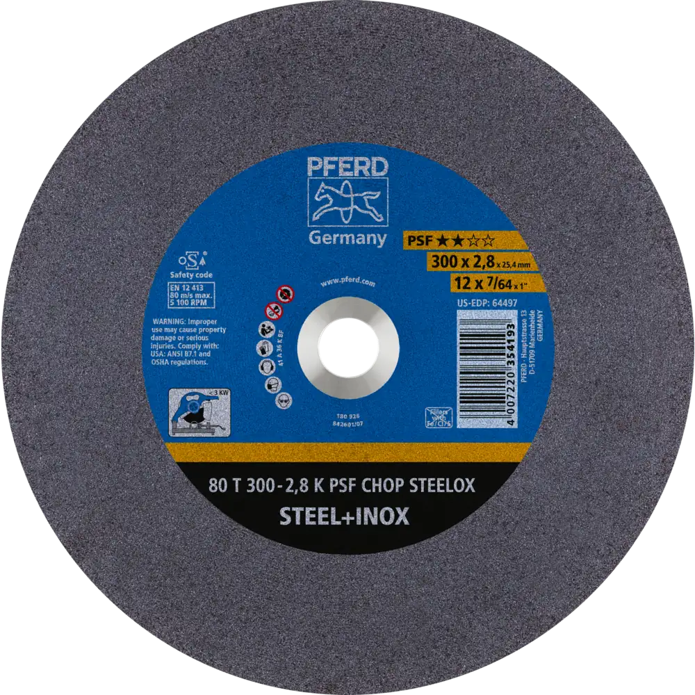 Pferd Tools PFERD TOOLS Trennscheibe Metallkreissäge T 300x2,8x25,4 mm Uni.-Linie PSF CHOP STEELOX Stahl/Edelstahl-1 Product picture Primär-Darstellung