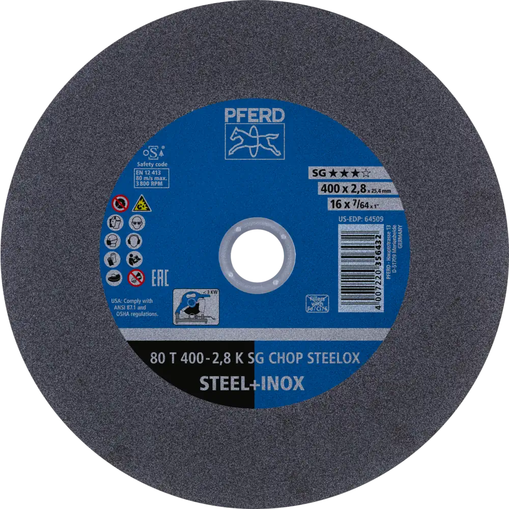Pferd Tools PFERD TOOLS Trennscheibe Metallkreissäge T 400x2,8x25,4 mm Leistungs-Li. SG CHOP STEELOX Stahl/Edelstahl-1 Product picture Primär-Darstellung