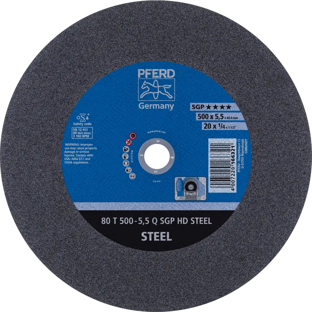 Pferd Tools PFERD TOOLS Stationäre Trennscheibe T 500x5,5x40mm "mittelhart" HD STEEL für Stahl 80m/s-1 Product picture Primär-Darstellung