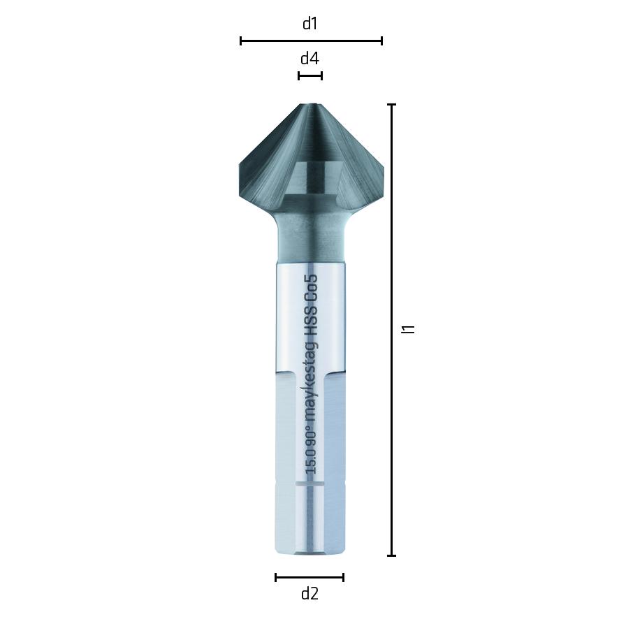 L56 Ø11,5 HSS Cobalt Kegelsenker 3-Flächenschaft, ungleiche Teilung MAYKESTAG-2