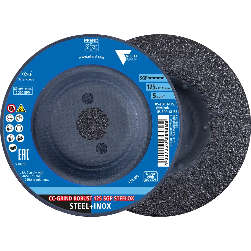 Pferd Tools PFERD TOOLS CC-GRIND ROBUST Schleifscheibe 125x22,23 mm Speziallinie SGP STEELOX für Stahl/Edelstahl-1 Product picture Primär-Darstellung
