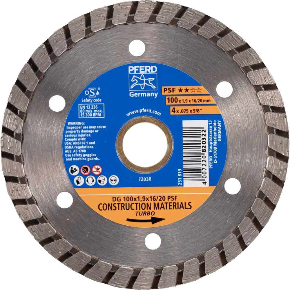 Pferd Tools PFERD TOOLS Diamant-Trennscheibe DG 100x1,9x16/20 mm PSF z. Trennen v. Stein/Beton,hohe Schnittqualität-1 Product picture Primär-Darstellung